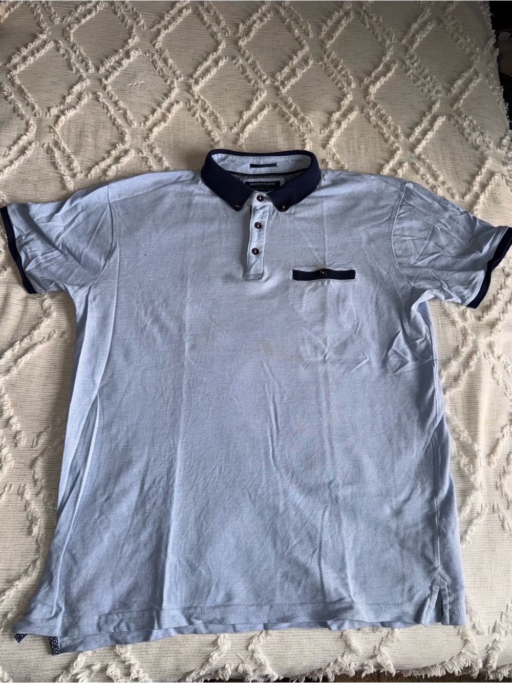 Denim & Flower by Ricky Singh Light Blue Contrast Collar Polo – Men’s M